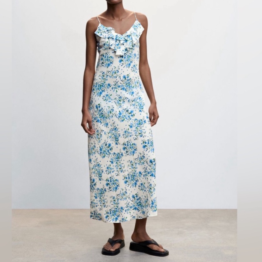 Nwt Mango Lili Floral Print Midi Dress